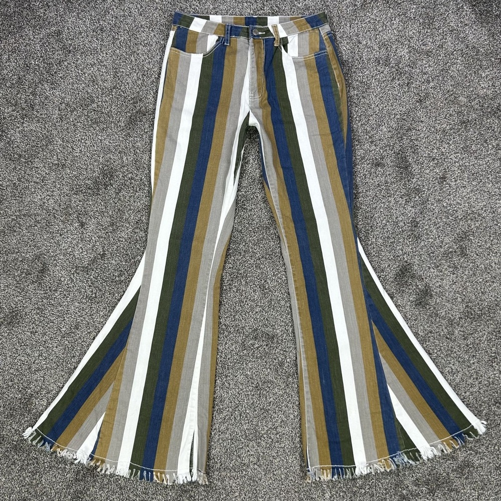 Saints & Hearts Retro High Waisted Ultra Flare Bottom Striped Pants Womens Large - Picture 1 of 11